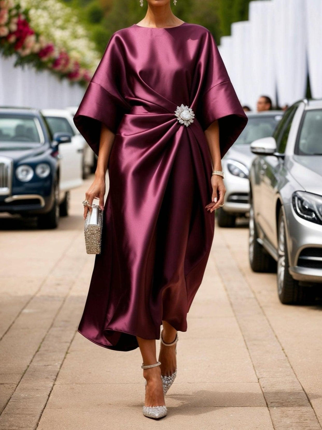 Alicja – satynowa sukienka maxi
