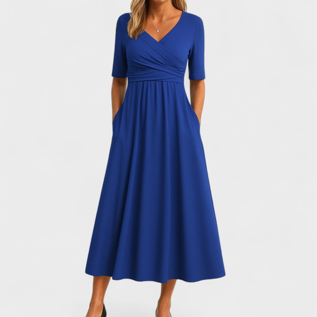 Eleanor | Elegancka Midi Sukienka z Kieszeniami