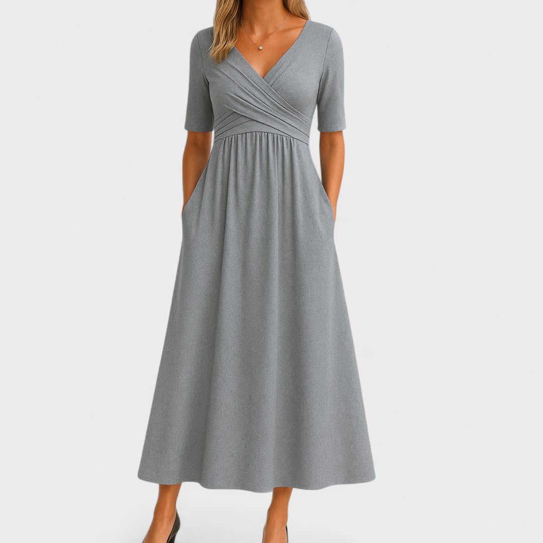 Eleanor | Elegancka Midi Sukienka z Kieszeniami