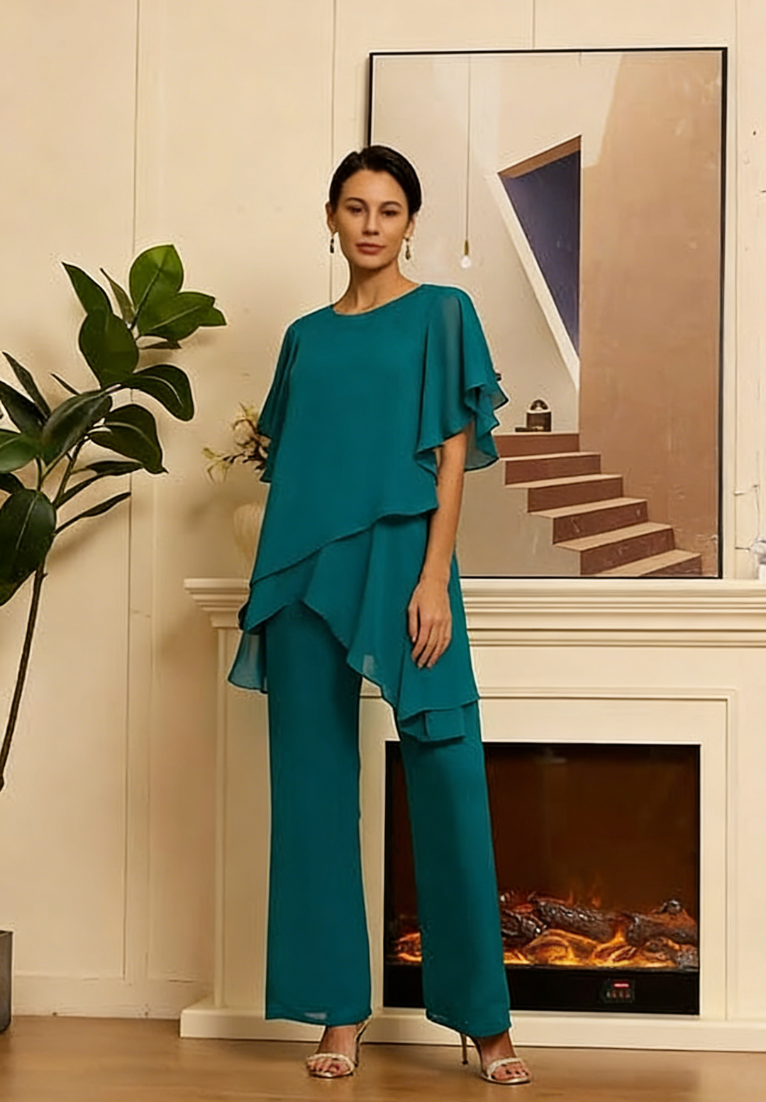 💝Letnia moda Chiffon dla pań Plus Size zestaw dwóch części