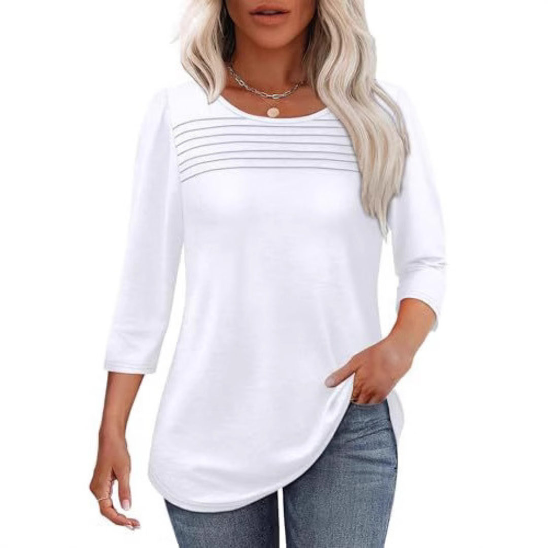ALLISON | Spring Casual Pleated Front Blouse