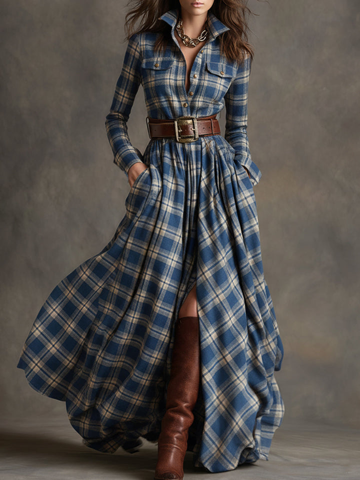 Livia – sukienka maxi w kratę