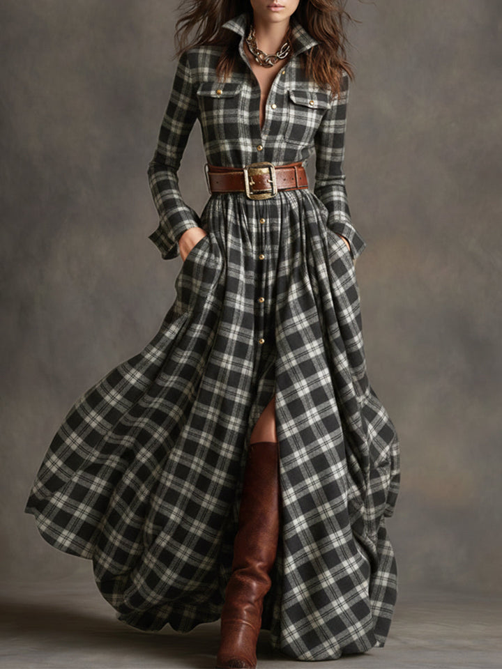 Livia – sukienka maxi w kratę