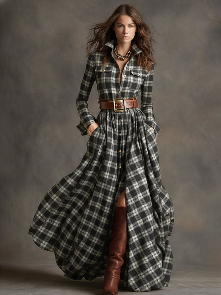 Livia – sukienka maxi w kratę