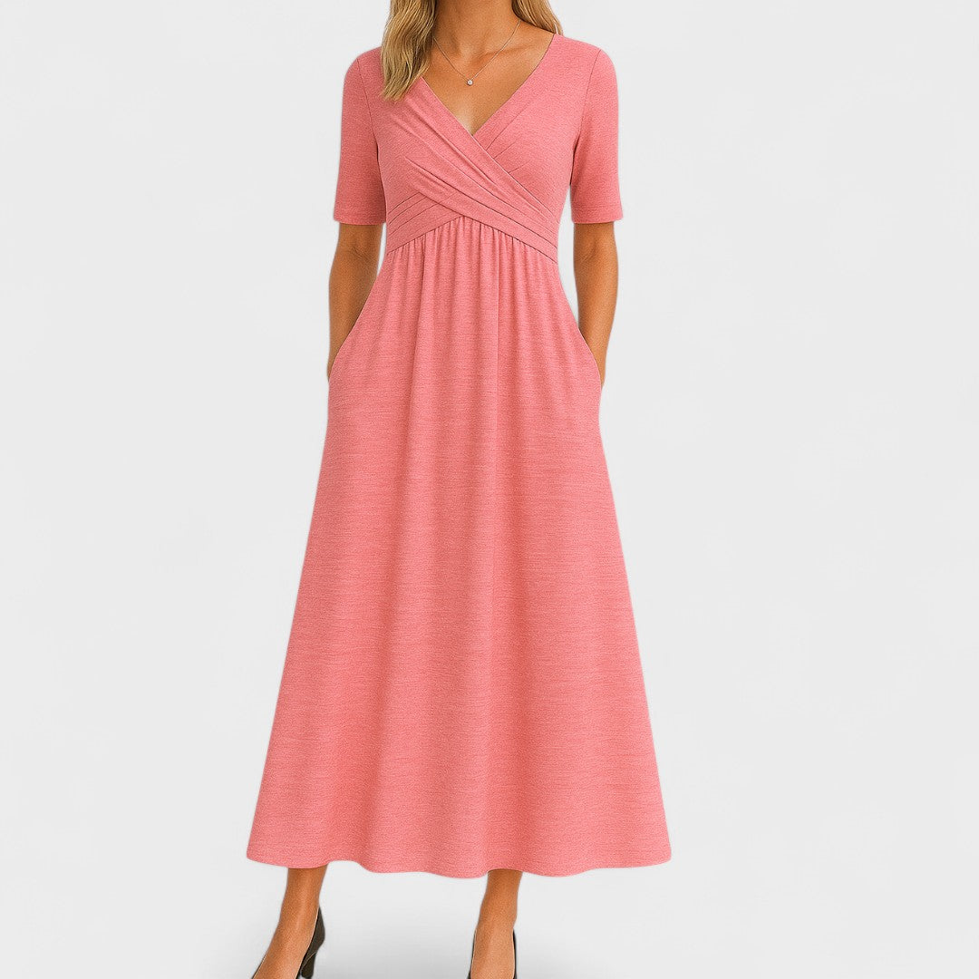 Eleanor | Elegancka Midi Sukienka z Kieszeniami