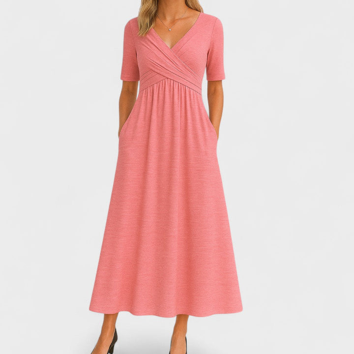Eleanor | Elegancka Midi Sukienka z Kieszeniami