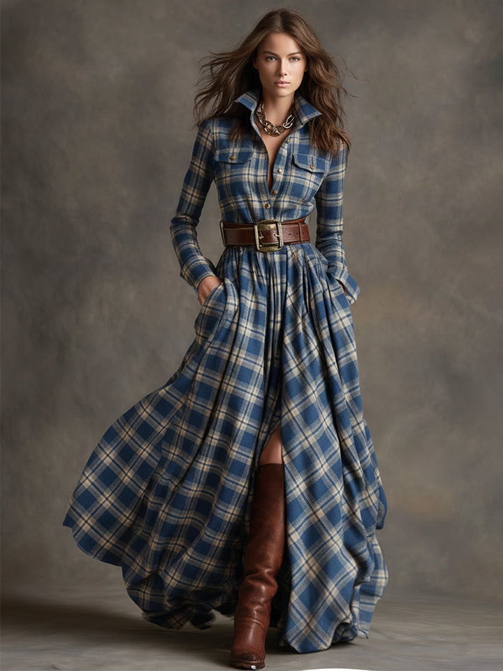 Livia – sukienka maxi w kratę