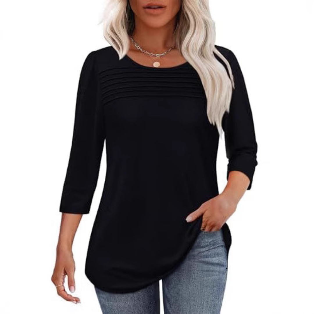 ALLISON | Spring Casual Pleated Front Blouse
