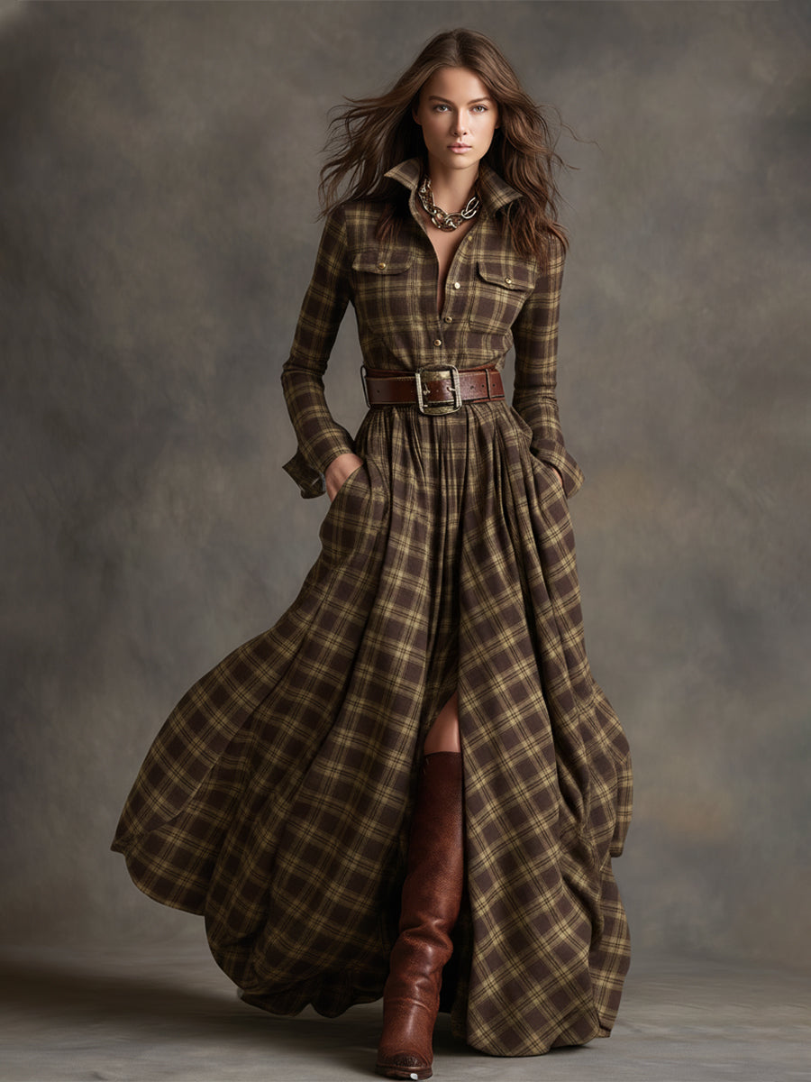 Livia – sukienka maxi w kratę