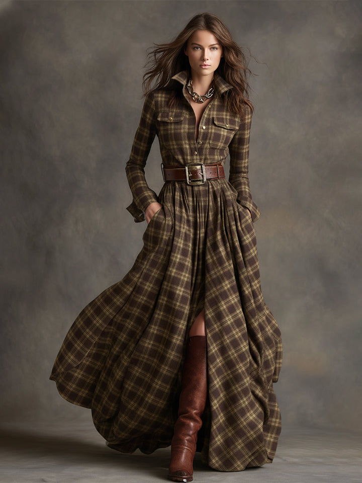 Livia – sukienka maxi w kratę