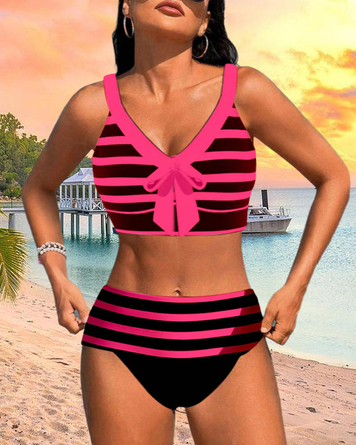 Roksana - Pasiaste bikini z wysokim stanem