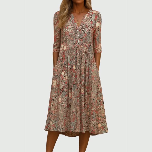 Evelyn | Stylowa Midi Sukienka z Kieszeniami