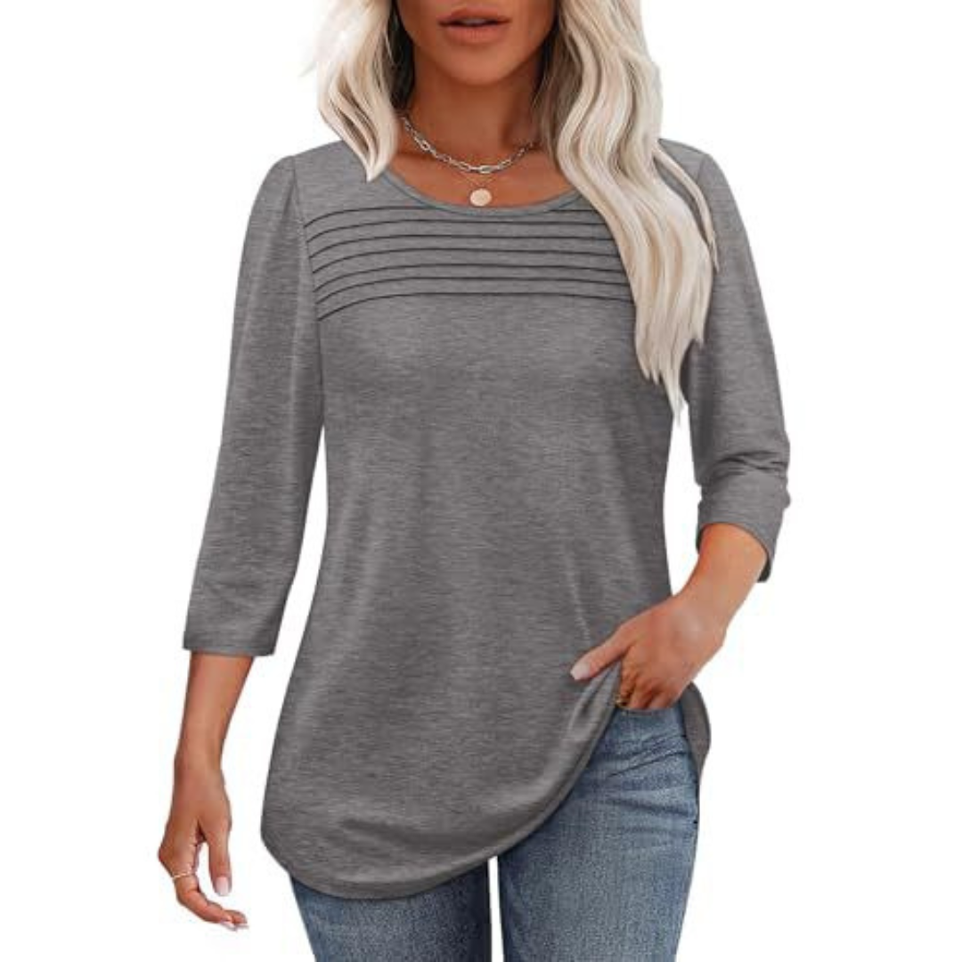 ALLISON | Spring Casual Pleated Front Blouse