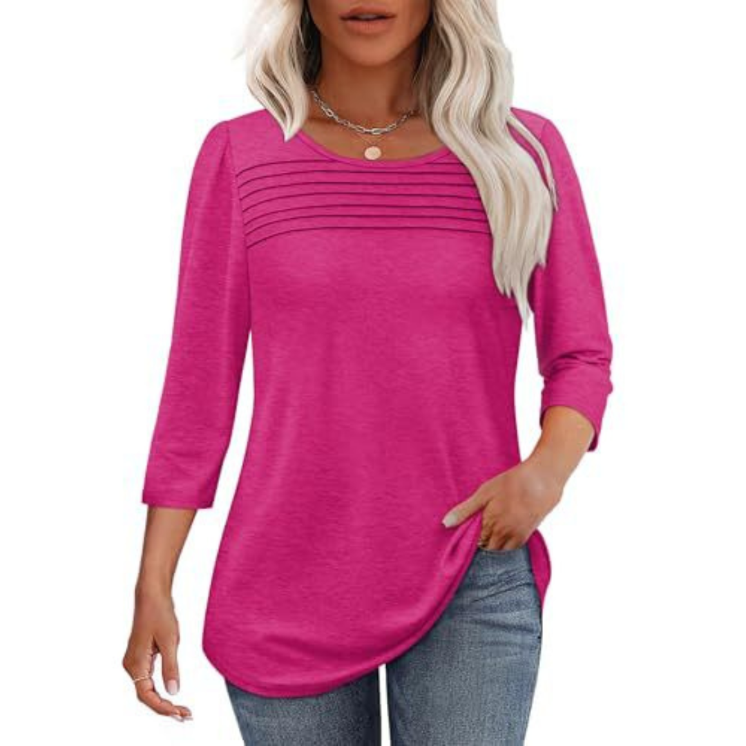ALLISON | Spring Casual Pleated Front Blouse
