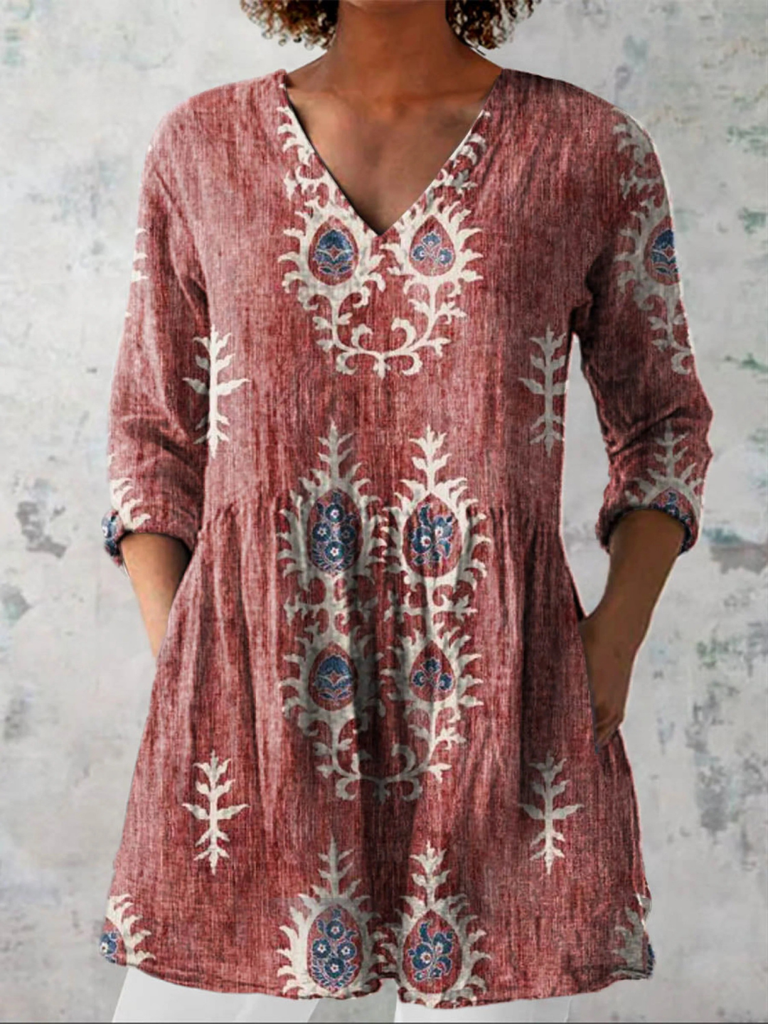 Elise | Długa Bluzka z Dekoltem w Kształcie Serca