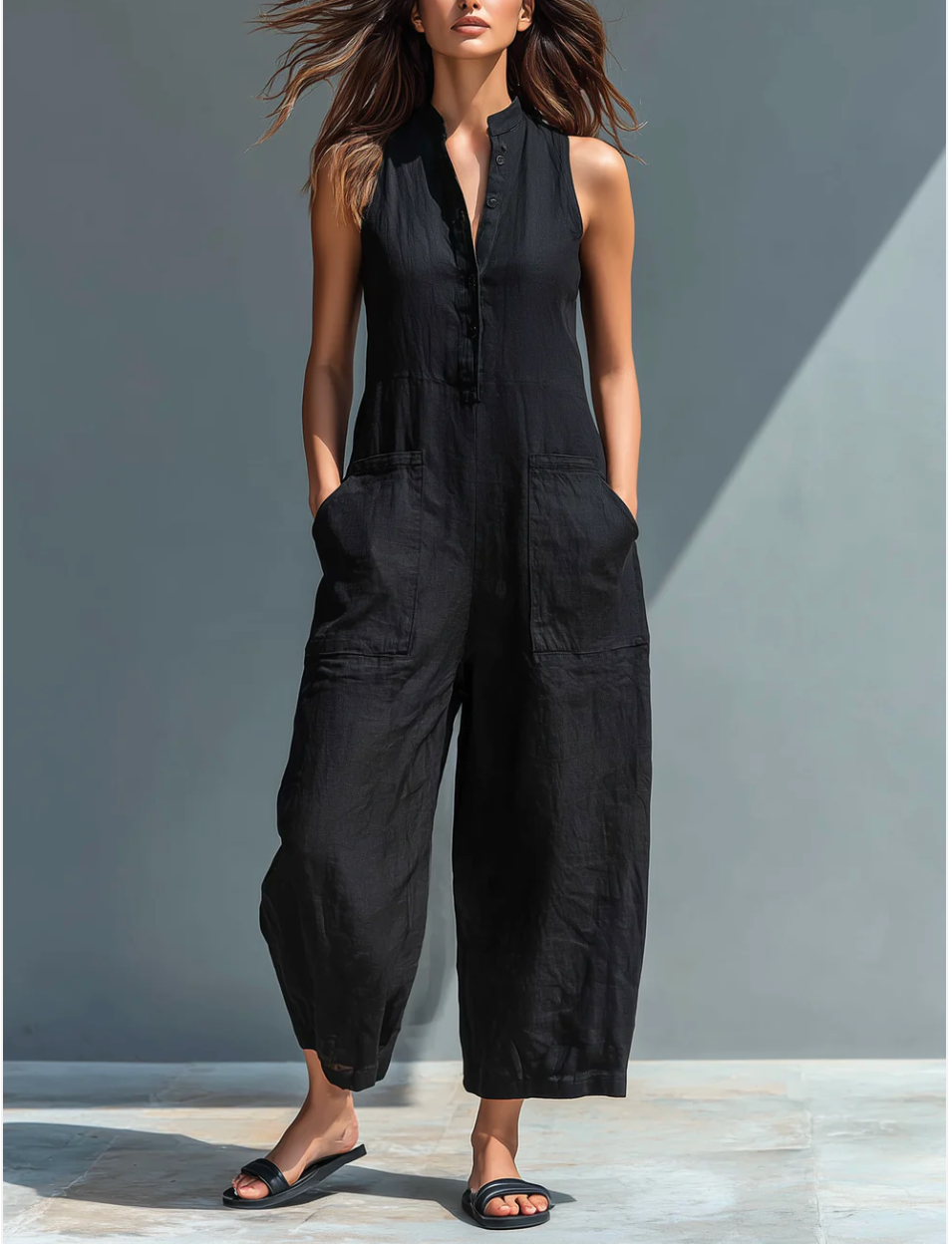 Bezramienny Minimalistyczny Jumpsuit