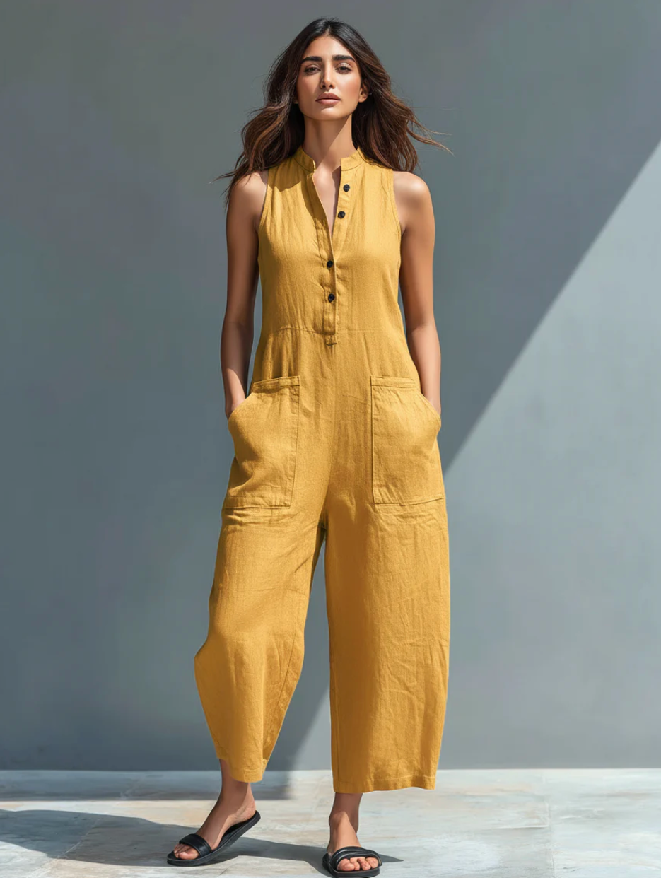 Bezramienny Minimalistyczny Jumpsuit