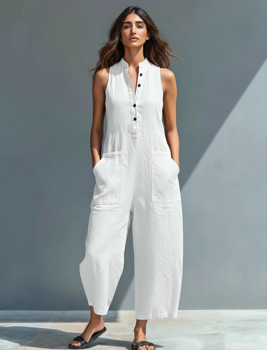 Bezramienny Minimalistyczny Jumpsuit