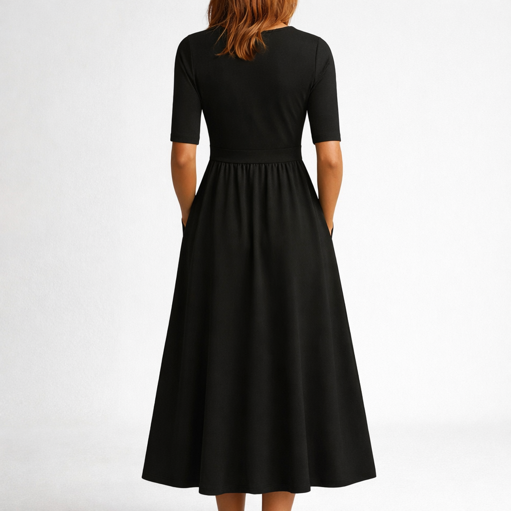 Eleanor | Elegancka Midi Sukienka z Kieszeniami