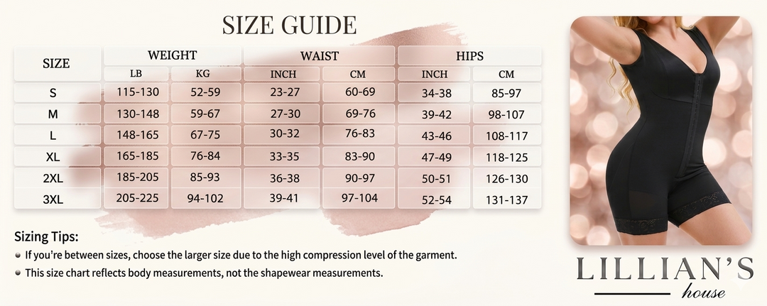 Lillian's House - Full Body Shapewear Bodysuit with Zipper Crotch