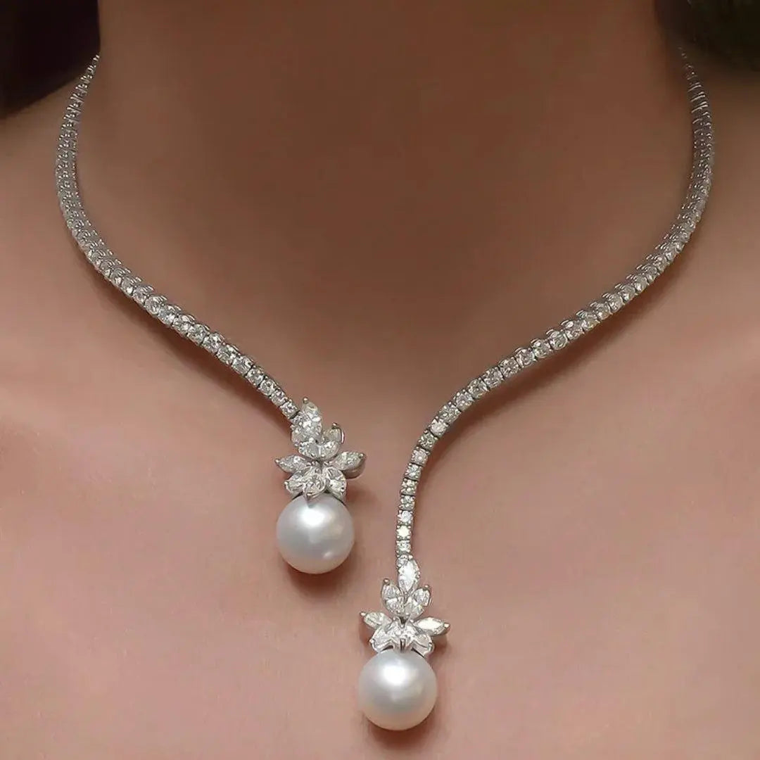 Elegancki Jasny Naszyjnik z Perłami ze Srebra Sterling