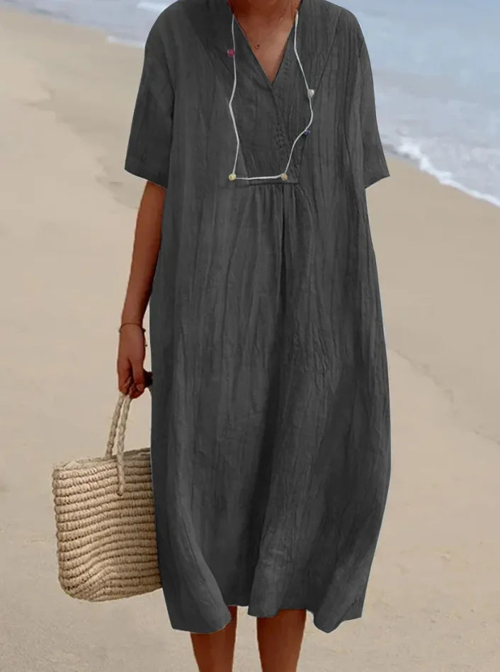 Silvana™ Swobodna Sukienka Maxi z Fakturą