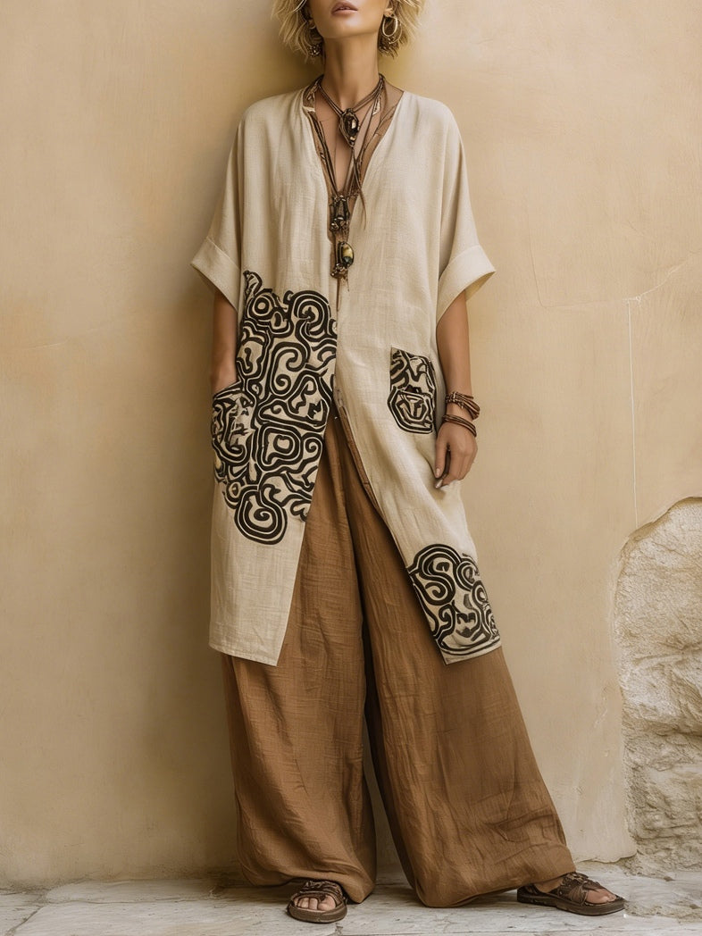 Florentyna | Boho komplet z haftowaną tuniką