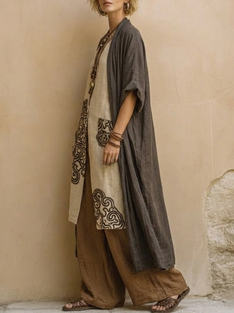 Florentyna | Boho komplet z haftowaną tuniką