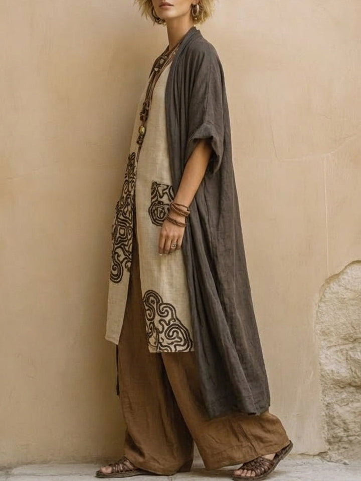 Florentyna | Boho komplet z haftowaną tuniką