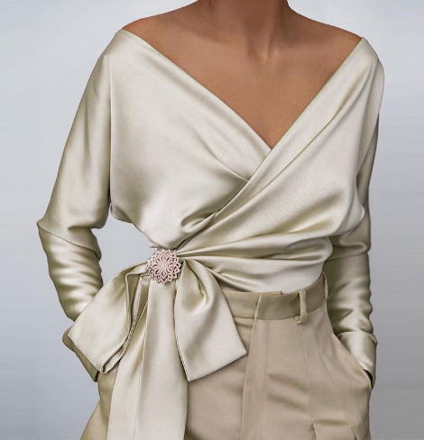 Alayah - Lekka jedwabna bluzka na lato