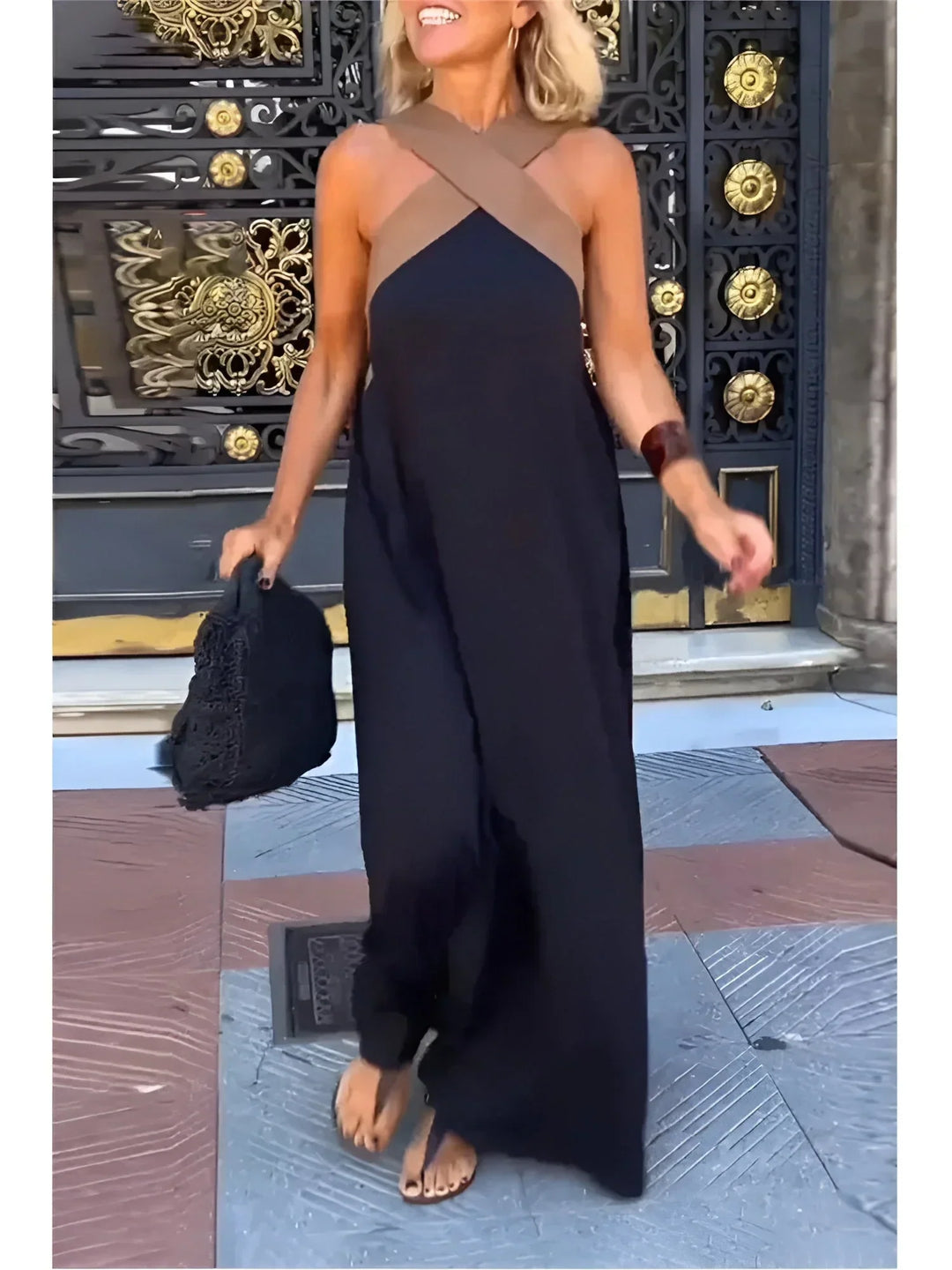 Quirine™ Sukienka Maxi z Zawijanym Dekoltem