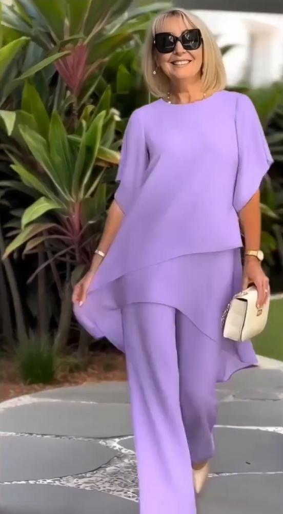 💝Letnia moda Chiffon dla pań Plus Size zestaw dwóch części