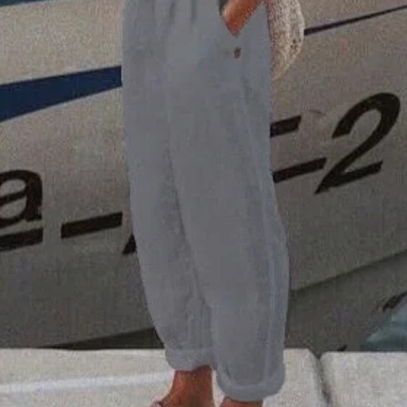 🔥[S-2XL]🍃👖 Damskie spodnie z szerokimi nogawkami z elastycznym pasem z bawełny i lnu