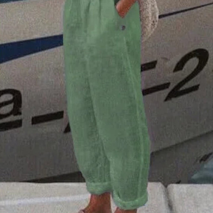🔥[S-2XL]🍃👖 Damskie spodnie z szerokimi nogawkami z elastycznym pasem z bawełny i lnu